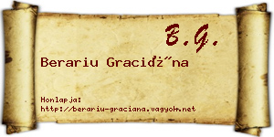 Berariu Graciána névjegykártya